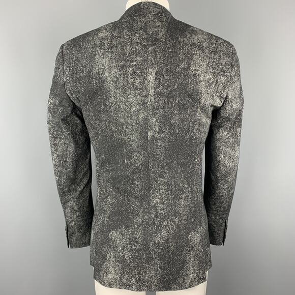 CALVIN KLEIN COLLECTION Size 36 Black & Grey Distressed Print Sport Coat - Picture 5 of 7